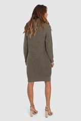 Lost In Lunar Memphis Knit Dress Khaki
